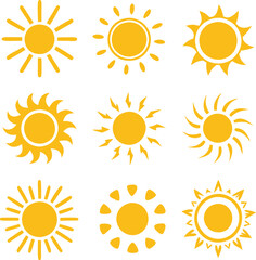 Sun icons collection. Vector illustration