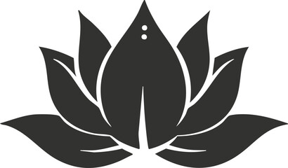 Fototapeta premium Minimalist black and white lotus flower icon symbolizing harmony and serenity.