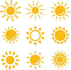 Sun icons collection. Vector illustration