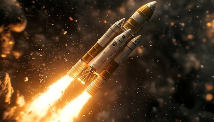 Rocket launch, space, cosmos, fiery trail, exploration