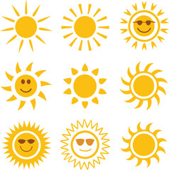 Sun icons collection. Vector illustration