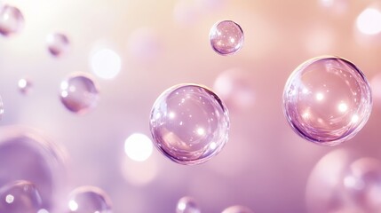 Transparent Bubbles Floating Against a Soft Blurry Background