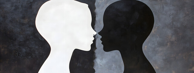 Two silhouettes facing each other
