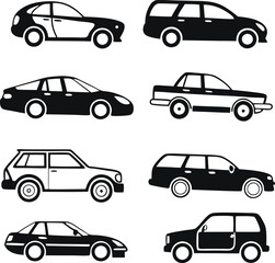 Different cars icons collection. Vector illustration