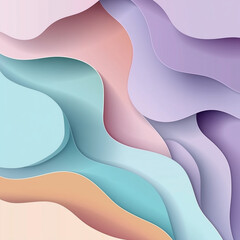 Modern Cutout Art with Soft Gradients: A layered paper-inspired digital artwork with smooth color transitions in pastel shades, creating an elegant and minimalist abstract look.