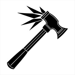 Steel hammer black and white silhouette illustration