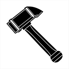 Steel hammer black and white silhouette illustration