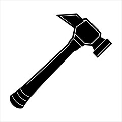 Steel hammer black and white silhouette illustration