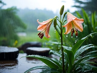 Lily in the Rain: A Moment of Tranquility
