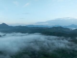 Obraz premium Drone aerial view of landscape mountains view in summer season,High angle view over countryside at northern Vietnam
