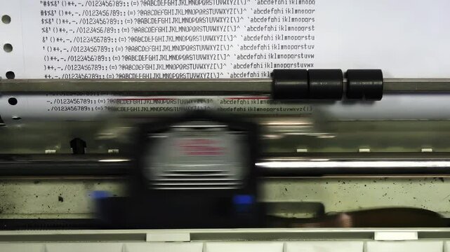 Dot matrix printer printing on paper scene stock footage