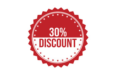 30% discount red ribbon label banner.