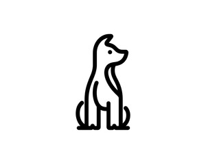 Minimal Line Art Dog Logo Design Icon Symbol Vector Template. 