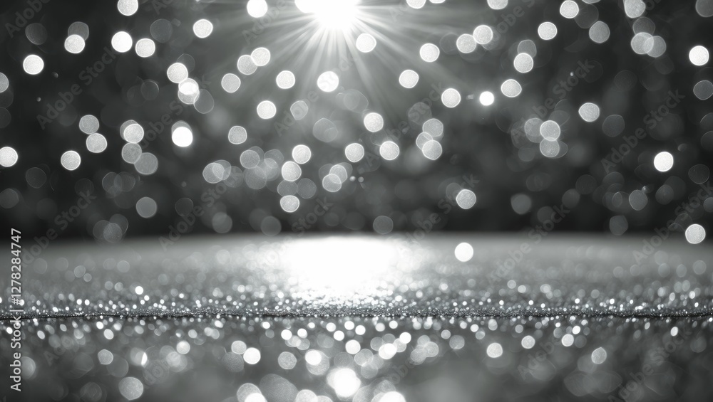Poster monochrome bokeh background with glittering textured pattern and empty space for text ideal for holi