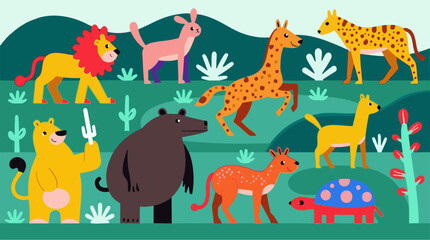 Naklejka premium Various cute animals