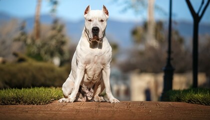 grand chien molosse blanc impressionnant en ia