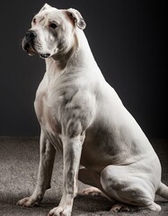 grand chien blanc molosse en pose en studio en ia