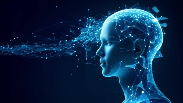 Cybernetic Transformation &ndash; AI-Enhanced Human Disintegrating into Virtual Particles