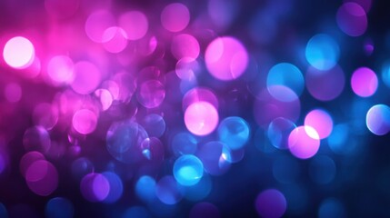 A vibrant abstract background featuring a blend of purple and blue bokeh lights, creating a festive and dreamy atmosphere.