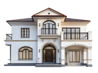 Isolated Upscale Two Story House Facade