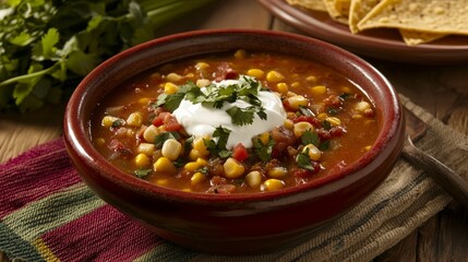 Aromatic Mexican Corn Soup with Creamy Yogurt Topping - A Delicious and Nutritious Dish