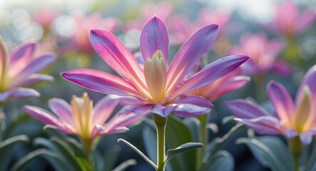 Fototapeta premium Eustoma Flower Closeup with Vibrant Petals and Lush Green Background Ideal for Text Overlay and Natural Beauty Themes