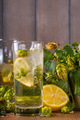 Herbal hop cones and flowers lemonade