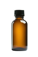 Isolated Amber Glass Bottle with Black Cap