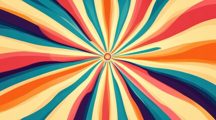 A vibrant, abstract design featuring radial lines in warm and cool colors, creating a dynamic sense of movement and energy.