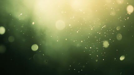 A mesmerizing abstract background featuring soft green hues and shimmering particles, creating a dreamy and ethereal atmosphere.