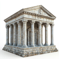 Obraz premium Ancient Greco-Roman temple with classical columns and detailed stone architecture