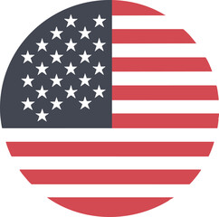 Fototapeta premium Circular American flag icon with stars and stripes design.