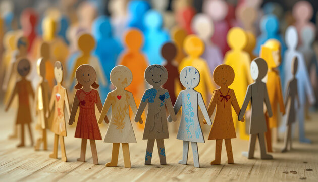 Colorful paper figures holding hands, symbolizing unity and diversity