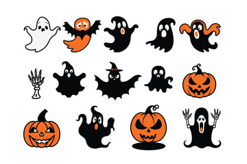 Halloween Ghost Silhouette Collection - Unique Vector Illustrations for Spooky Themes