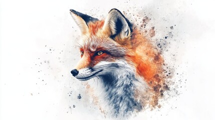 Obraz premium Artistic Portrait of a Fox in Vibrant Watercolor Style
