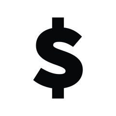 Black Dollar Sign vector illustration on transparent Background. 