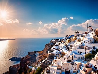Fototapeta premium Sunrise Over Oia, Santorini