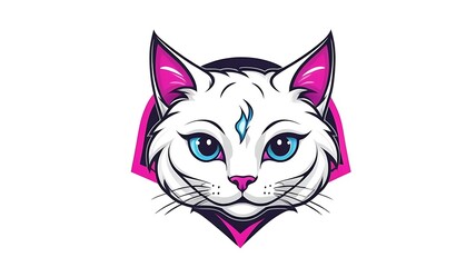 Fototapeta premium Playful Cat Mascot Logo with a Fun and Friendly Expression on a Clean White Background