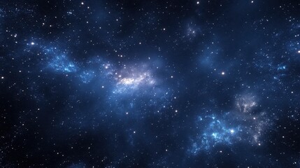 A breathtaking cosmic scene showcasing deep space filled with vibrant blues, twinkling stars, and nebulae, evoking a sense of wonder and infinity.