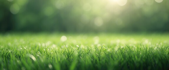 Fototapeta premium Vibrant Green Grass Background with Soft Natural Light and Bokeh Effect Ideal for Nature and Outdoor Themes