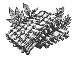 Barbecue Ribs with Fries and Sauce vector