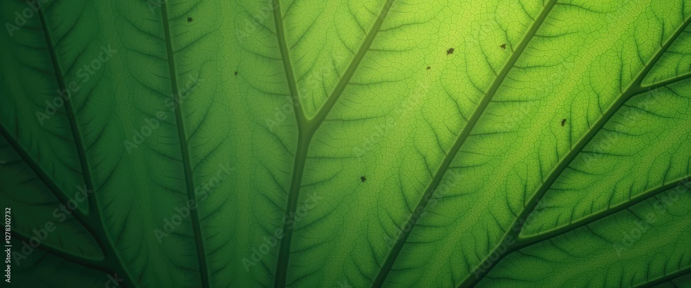 Poster green leaf texture close-up with gradient background and space for text overlay or design elements