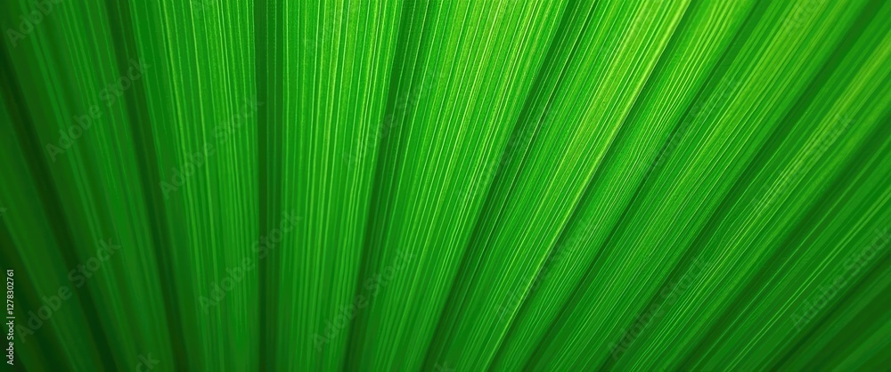 Poster vibrant green leaf texture background with linear patterns ideal for nature themes and copy space fo