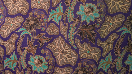 Vibrant Indonesian Batik Fabric with Intricate Floral Designs
