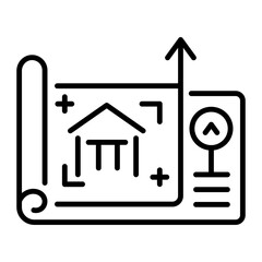 House blueprint icon in linear style 