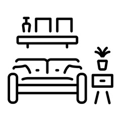 A line style icon of a couch 