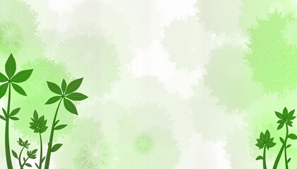 Fototapeta premium Soft green abstract background with leaves and organic shapes copy space