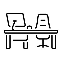 Home office icon in linear style 