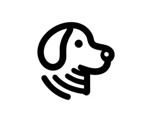 Dog head logo design template. Vector illustration. Simple silhouette. Flat style. Cartoon dog logo. Animal logotype concept. 