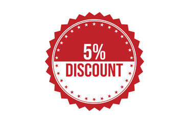 5% discount red ribbon label banner.